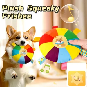 Giocattolo Sonoro Peluche Cane Frisbee Resistente ai Morsi Interattivo Cartone Animato Addestramento Animali per Cuccioli Cani Piccoli Medi