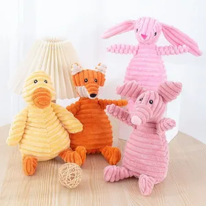 Peluche cigolanti in velluto a coste per cani con disegni di volpe anatra e coniglio