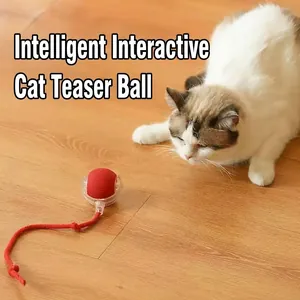 Pallina giocattolo elettrica interattiva per gatti con corda rossa per gioco