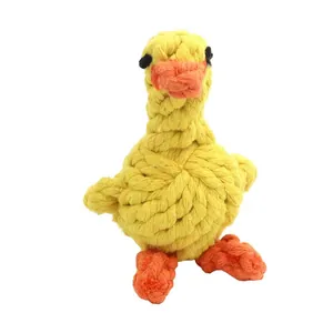 Juguete duradero de pato de cuerda de algodón trenzado para que los perros mastiquen