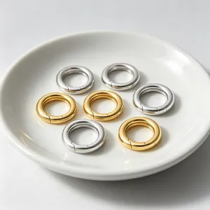Chiusura ad Anello a Molla Rotonda per Fai da Te Gioielli Placcato Oro Argento 18K Acciaio Inossidabile Connettore Anello Aperto