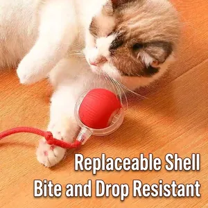 Palla giocattolo elettrica interattiva per gatti con corda e guscio resistente