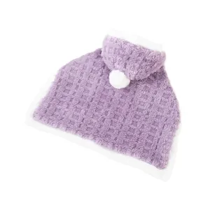 Soft purple checkered fleece hooded cloak for small dogs and cats, autumn/winter style.