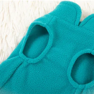 Warm teal thick fleece pet sweatshirt detail showcasing soft fabric and stitching