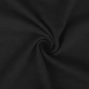 Detailed macro shot of premium black knitted fabric texture for women's casual T-shirt