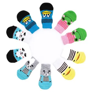 Colorful anti-slip knit pet socks set with cute cartoon patterns for dogs and cats