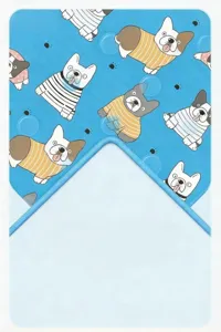 Dettaglio di un tappetino refrigerante per animali con simpatici bulldog cartone.