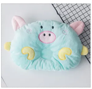 Detailed view of the soft plush cartoon pig-shaped pillow designed for small dogs and cats