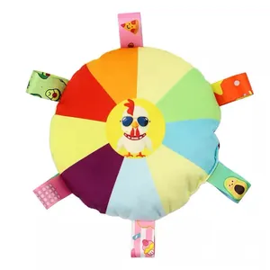 Giocattolo frisbee in peluche colorato per cani con motivo a pollo e suono per allenamento