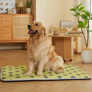 Grüne florale Kühlmatte für große Hunde, atmungsaktive Sommer-Schlafmatte für Tiere
