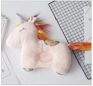 Soft plush unicorn shaped pet pillow with rainbow mane and tail for small dogs and cats