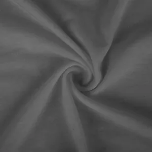 Detailed macro view of the soft dark gray knit fabric texture for a loose summer T-shirt.