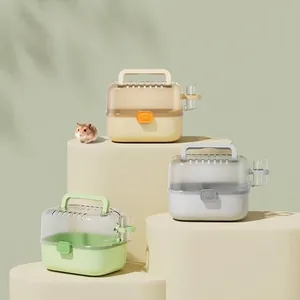Cage de Transport Portable pour Hamster Avec Poignée Bouteille D'eau Plastique PP Mallette de Voyage pour Petit Animal