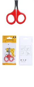 Red handle stainless steel pet nail clippers in retail packaging for cats and dogs