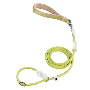 Guinzaglio a corda P regolabile verde neon per addestramento cani grandi e passeggiate