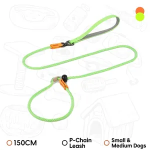 Adjustable 150cm reflective P-rope dog training leash for small and medium breeds