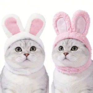 Süßer Hasenohren Katzenhut Weicher Sherpa-Fleece Haustier Kopfschmuck Cartoon Tierkostüm Zubehör Für Kleine Hunde Katzen Party Fotografie