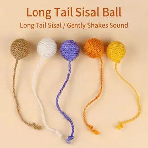 Juguete de Pelota de Sisal para Gatos Con Cola Larga y Sonajero Integrado para Rascar y Limpiar los Dientes Juego Interactivo