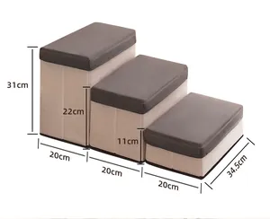 Detailed view of 3-tier pet stairs showing specific dimensions for height and width