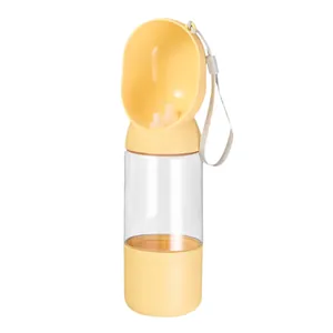 Borraccia portatile per cani a prova di perdite, elegante distributore d'acqua giallo.