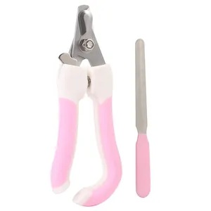 Professionelles Haustier Krallenschere Set aus Edelstahl mit rosa ergonomischen Griffen