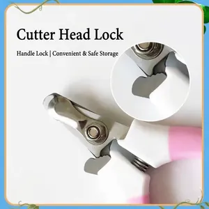 Professional pink stainless steel pet nail clipper for cats and dogs with safety blade lock