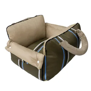 Siège d'appoint rembourré pour animaux avec rayures bleues pour petits chiens et chats