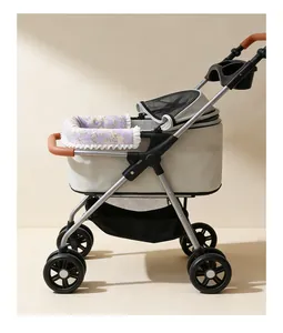 Lavender floral pet stroller bumper pads set for scratch protection