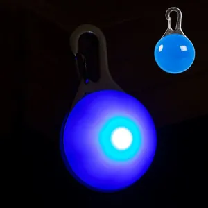 Runder blau LED leuchtender Hundeanhänger mit Metallclip für die Sicherheit bei Nacht