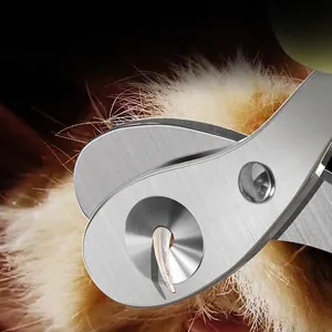 Stainless steel pet nail clipper with precision hole design for safe cat claw trimming