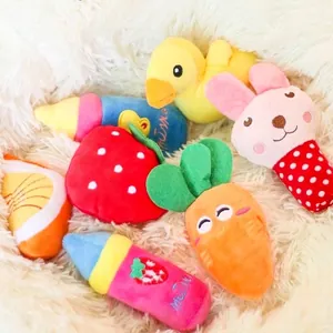 Piepend Pluche Hondenspeelgoed Voor Zacht Kauwen Tandenpoetsen Interactief Puppyspeelgoed Fruit Groente Dierenvorm Knuffeldier Huisdierspeelgoed Cadeauset
