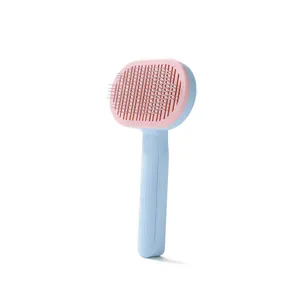 Ergonomic oval pet slicker grooming brush for cats and dogs with stainless steel pin