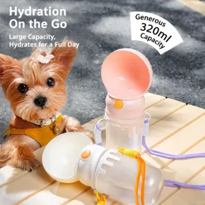 Gourde Portable pour Chien Antifuite Distributeur de Boisson Extérieur Voyage pour Animaux de Compagnie Plastique