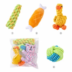 Ensemble varié de jouets en corde de coton pour chiens avec formes de balle et canard