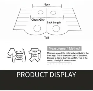 Measurement diagram for cat recovery suit showing chest and back length dimensions
