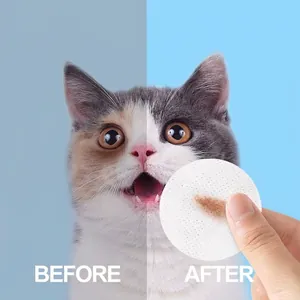 Lingettes nettoyantes pour les yeux des animaux avec comparaison avant et après