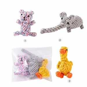 Set da 3 pezzi di giocattoli in corda per cani a forma di orso, elefante e anatra