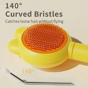 Brosse jaune oreilles de lapin avec aiguilles en inox courbées à 140° pour animaux