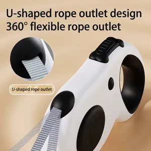 Durable 5m automatic retractable dog leash featuring a U-shaped non-tangling rope exit