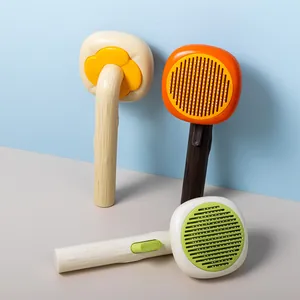Professional self-cleaning pet grooming brushes with stainless steel pins for cats and dogs