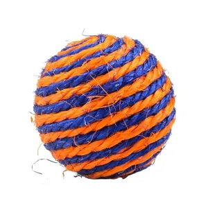 Geflochtener Sisal-Seilball Katzenspielzeug in Orange und Lila für Kratzspaß