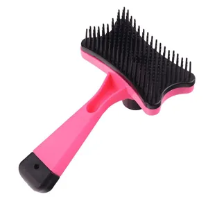 Professional pink and black self-cleaning slicker brush for dog and cat grooming tools