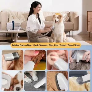 Professional 7-in-1 pet grooming vacuum kit for effective deshedding and nail trimming.