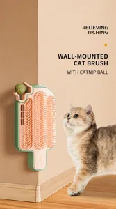 Brosse de massage murale pour chat en forme de glace avec boule d'herbe à chat