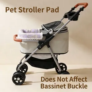 Floral pet stroller cushion and edge protector mat set with magnets