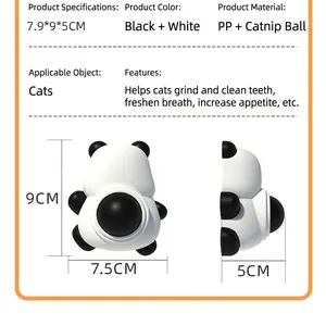 Panda shaped catnip ball toy for cats with 9cm height and dental care features in white