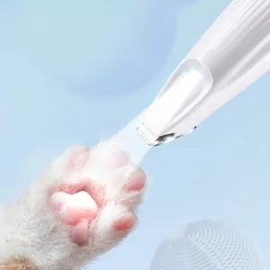 Electric pet paw hair trimmer with built-in LED light for precise cat and dog grooming