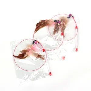 Pack de 3 juguetes interactivos para gatos con alambre de acero largo y plumas