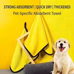Serviette de Bain pour Animaux en Microfibre Épaissie Double Face Ultra Absorbante Séchage Rapide pour Chien Chat Avec Crochet