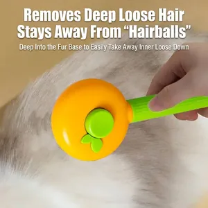 Pumpkin-shaped pet self-cleaning brush for cats and dogs hair removal